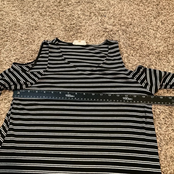 Sugar + Lips Cold Shoulder Striped Midi Dress Size M Drop Shoulder - Picture 6 of 11